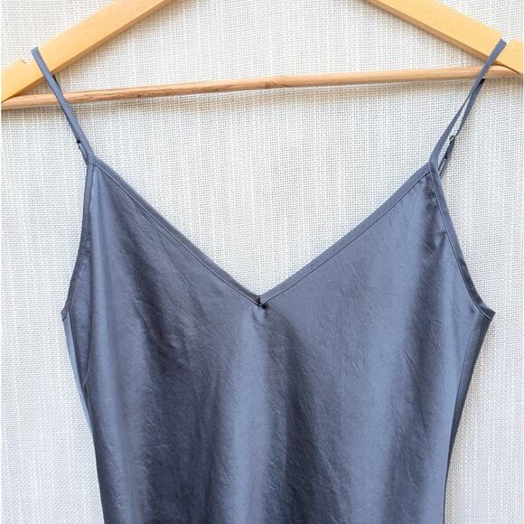 Aritzia Wilfred Only Slip Dusty Blue Satin Lightweight Midi Dress, size S - Picture 3 of 10